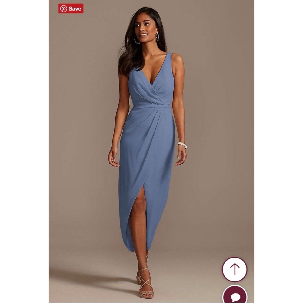 Tank Draped Chiffon Tulip Hem Bridesmaid Dress